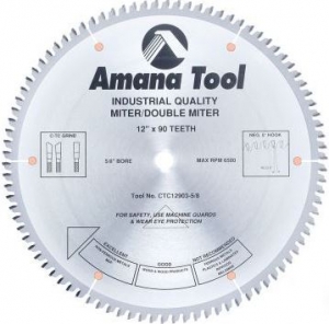 Amana Tool CTC12903-5/8 Carbide Tipped Miter California TC Grind 12 Inch D x 90T C-TCG, -5 Deg, 5/8 Bore, Circular Saw Blade