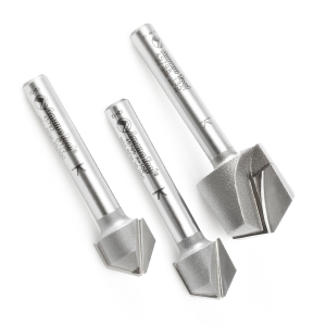 AMS-140 3-Pc ACM Carbide Tipped Double Edge Folding V-Groove Router Bit Collection Includes 45792, 45795 & 45798 (1/4" shank)