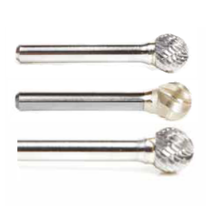 BURS-152 1/4" CD x 7/32" CL x 1/4" Shank x 2" OAL SD-1DC Double Cut Solid Carbide Ball Shape SD Burr Bit