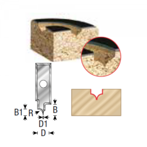 RCK-416 1/8" Radius x 17/64" CD x 1/64" CD1 x 15/64" CL x 1/8" CL1 Pint Round Over Engraving Knife for In-Groove System
