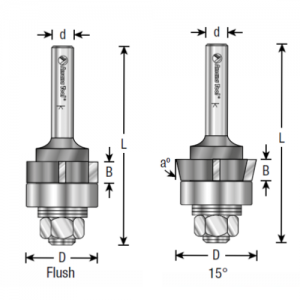 47400 7/8" CD x Flush Angle x 1/4" CL x 1/4" Shank x 2-3/8" OAL x 4-Wing