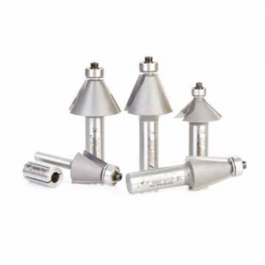 AMS-184 5-Piece Carbide Tipped Chamfer Router Bit Collection Includes: 11-1/4&deg;, 15&deg;, 22-1/2&deg;, 30&deg; & 45&deg;