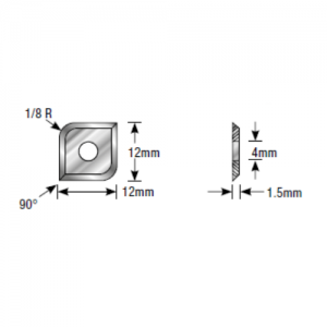 RCK-344 12 x 12 x 1.5mm 35&deg; Bevel 4 Cutting Edges Insert Knife For Gen. Purpose Wood, Chipboard, Plywood