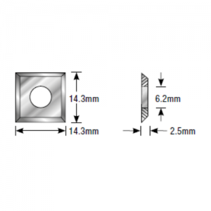 RCK-73 14.3 x 14.3 x 2.5mm 35&deg; Bevel 4 Cutting Edges Insert Knife For Gen. Purpose Wood, Chipboard, Plywood