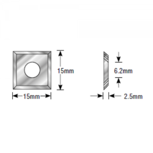 RCK-15 15 x 15 x 2.5mm 35&deg; Bevel 4 Cutting Edges Insert Knife For Gen. Purpose Wood, Chipboard, Plywood