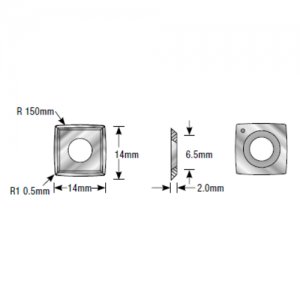RCK-378 14 x 14 x 2mm 35&deg; Bevel 4 Cutting Edges Insert Knife For Gen. Purpose Wood, Chipboard, Plywood