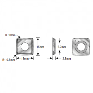 RCK-13 15 x 15 x 2.5mm 35&deg; Bevel 4 Cutting Edges Insert Knife For Gen. Purpose Wood, Chipboard, Plywood