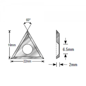RCK-37 22 x 19 x 2mm 30&deg; Bevel Reversible Solid Carbide Insert Knife For Gen. Purpose Wood, Chipboard, Plywood