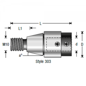 303105 19.5mm CD x 11mm L1 x 30&deg; Angle x 10mm M x 10mm Shank x 46mm OAL x Left Hand