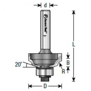 49532 15/16" CD x 20&deg; Angle x 9/64" Radius x 1/4" CL x 1/4" Shank x 1-5/8" OAL