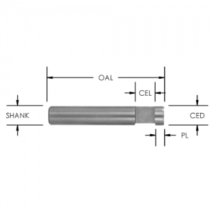 SCD210-BLK 1/4" CD x 1/4" CL x 1/4" SHANK x 1-1/2" OAL x FLUSH BEVEL x 1/8" PL