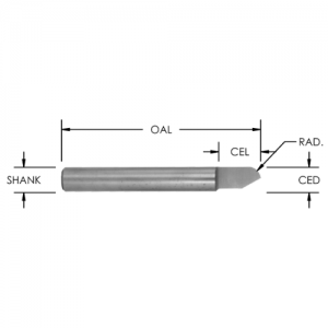 SCRV271 1/8" CD x 1/4" CL x 1/4" SHANK x 1-1/2" OAL x 1/16" RAD