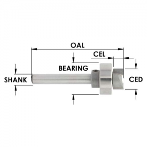 SE3032 9/16" CD x 3/4" CL x 1/4" SHANK x 2-1/4" OAL x 5/8" BEARING DIAMETER x SBE130 BEARING