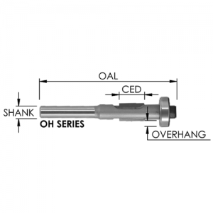 SE2468 3/8" CD x 1/2" CL x 1/4" SHANK x 2-5/8" OAL x 1/16" OVERHANG x SBE145 BEARING