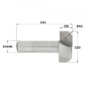 SE1376B 1-1/4" CD x 1/2" CL x 1/2" SHANK x 2-3/8" OAL x 1/4" RADIUS