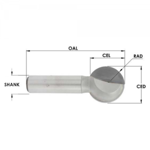 SE1464 1" CD x 1" CL x 1/2" SHANK x 2-1/2" OAL x 1/2" RADIUS