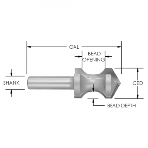 SE1440B 1-1/8" CD x 1-5/8" CL x 1/2" SHANK x 3-1/2" OAL x 1/4" BEAD DEPTH x 7/8" OPENING