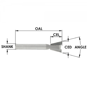 SE1680 1/2" CD x 3/8" CL x 1/4" SHANK x 2-1/4" OAL x 18&deg; ANGLE, Leigh® #128