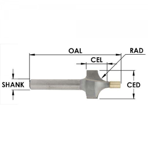 SE1984 7/8" CD x 5/8" CL x 1/4" SHANK x 2-1/4" OAL x 3/8" RADIUS