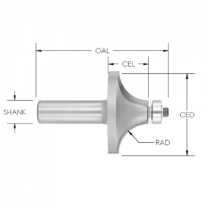 SE2000 7/8" CD x 1/2" CL x 1/4" SHANK x 3/16" RADIUS