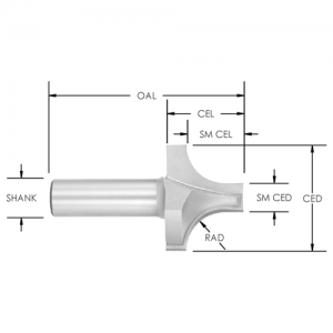 SE2052 3/4" CD x 3/8" CL x 1/4" SHANK x 1/4" RADIUS x 1/4" SM. CD
