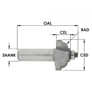 SE3160 15/16" CD x 1/2" CL x 1/4" SHANK x 1/8" RADIUS