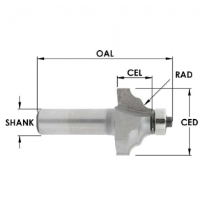 SE3170 1-1/4" CD x 3/4" CL x 1/4" SHANK x 5/32" RADIUS