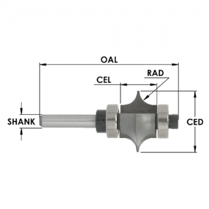 SE3192 1" CD x 1/2" CL x 1/4" SHANK x 3/16" RADIUS