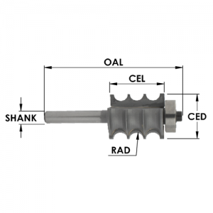 SE3200 7/8" CD x 1" CL x 1/4" SHANK x 1/8" RADIUS