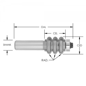 SE3204 7/8" CD x 1" CL x 1/2" SHANK x 1/8" RADIUS