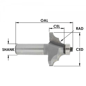 SE3206 1-1/2" CD x 11/16" CL x 1/4" SHANK x 1/4" RADIUS