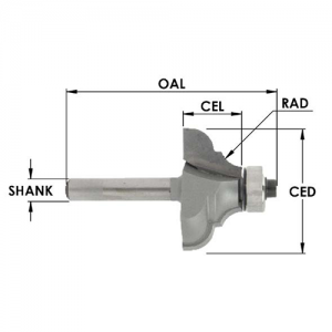 SE3282 2" CD x 1-3/16" CL x 1/2" SHANK x 3/8" RADIUS