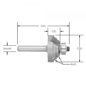 SE3230 1" CD x 1/2" CL x 1/4" SHANK x 1/8" RADIUS