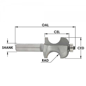 SE3278 1-1/4" CD x 1-7/16" CL x 1/2" SHANK x 3/8" RADIUS