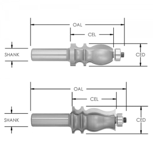 SE3320 1" CD x 7/8" CL x 1/2" SHANK x 2-1/2" OAL x 5/16" BEAD DIA