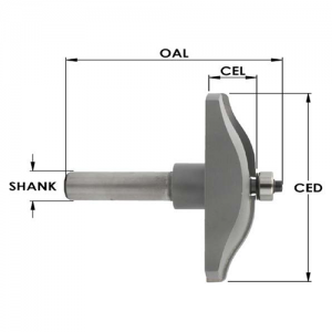 SE5900B 3-1/4" CD x 1/2" SHANK x 1-3/8" OAL x SBE115 BEARING x Straight 15&deg; Style