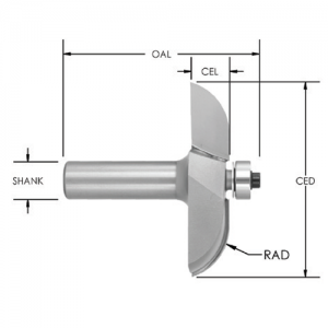 SE5950 2-1/2" CD x 1/2" SHANK x 1" DEPTH x SBE115 BEARING x Cove Style