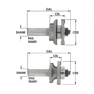 SE6001 1-5/8" CD x 1" CL x 1/2" SHANK x 3/8" DEPTH x Round Pattern