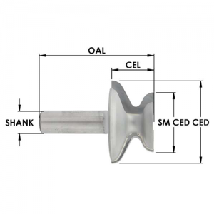 SE6016 1-3/4" CD x 7/8" CL x 1/2" SHANK x 2-3/8" OAL x 5/8" SM. DIA