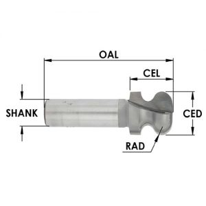 SE6024 3/4" CD x 7/8" CL x 1/2" SHANK x 3/16" RADIUS