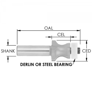 SE2926 1" CD x 1/2" SHANK x 3-1/8" OAL x 3/4" MATERIAL THICKNESS x SBE121 BEARING