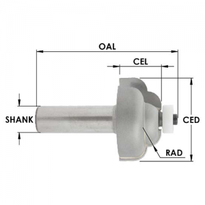 SE2968 1-1/2" CD x 3/4" CL x 1/2" SHANK x 2-1/2" OAL x 1/4" RADIUS