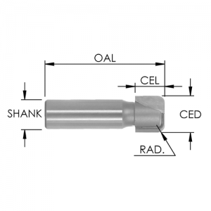 SE2923 3/4" CD x 1/2" CL x 1/2" SHANK x 2" OAL x 1/8" RADIUS