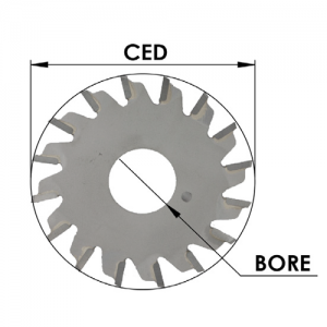 SPS25-16-095 2-1/2" CD x 16 WINGS x 0&deg; HOOK x 0.095 KERF x 5/8" BORE x 16000 RPM x 125 to 175 FEED