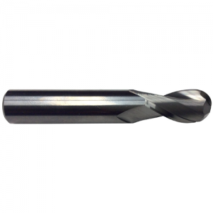 MMO3/16-2FSE-BN 3/16" Size x 3/16" Shank Dia. x 5/8" Flute Length x 2" OAL 2 Flute Single End Ball End Mill