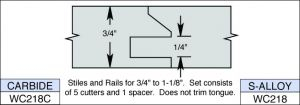 WC218 4 x 1 1/4 BORE SA 3 WING STILE & RAIL SET