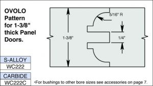 WC222C 6PC CUTTER SET FOR 1 3/8" DOORS3 WING x 1 1/4" BORE CT