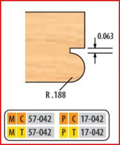 MC57042 2 15/16 DIA x 3/4 BORE 3 WING BEADING CUTTERS 3/16 RADIUS