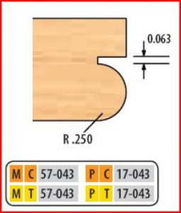 MC57043 2 15/16 DIA x 3/4 BORE 3 WING BEADING CUTTERS 1/4 RADIUS