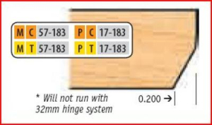 MC57183 BOTTOM CUTTERS/32MM SYSTEM DOOR EDGE DETAIL CUTTERS CT